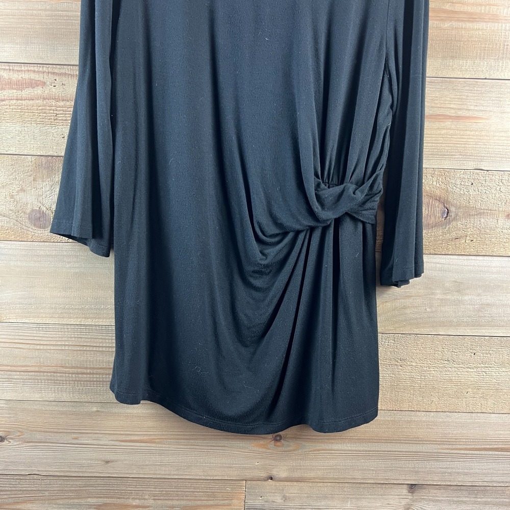 Soft Surroundings Womens Shirt Clara Tunic Long Sleeve Twist Knot Black Large - Picture 3 of 7